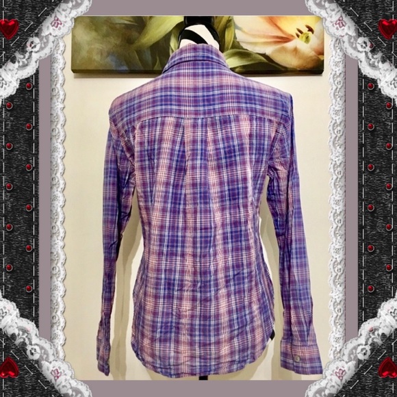StyleMint Purple Plaid Button Down Shirt - Picture 3 of 6
